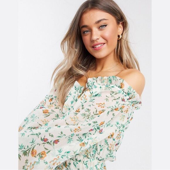 ✨ HP✨ASOS DESIGN off shoulder mini dress in ditsy floral print✨ - Picture 4 of 6